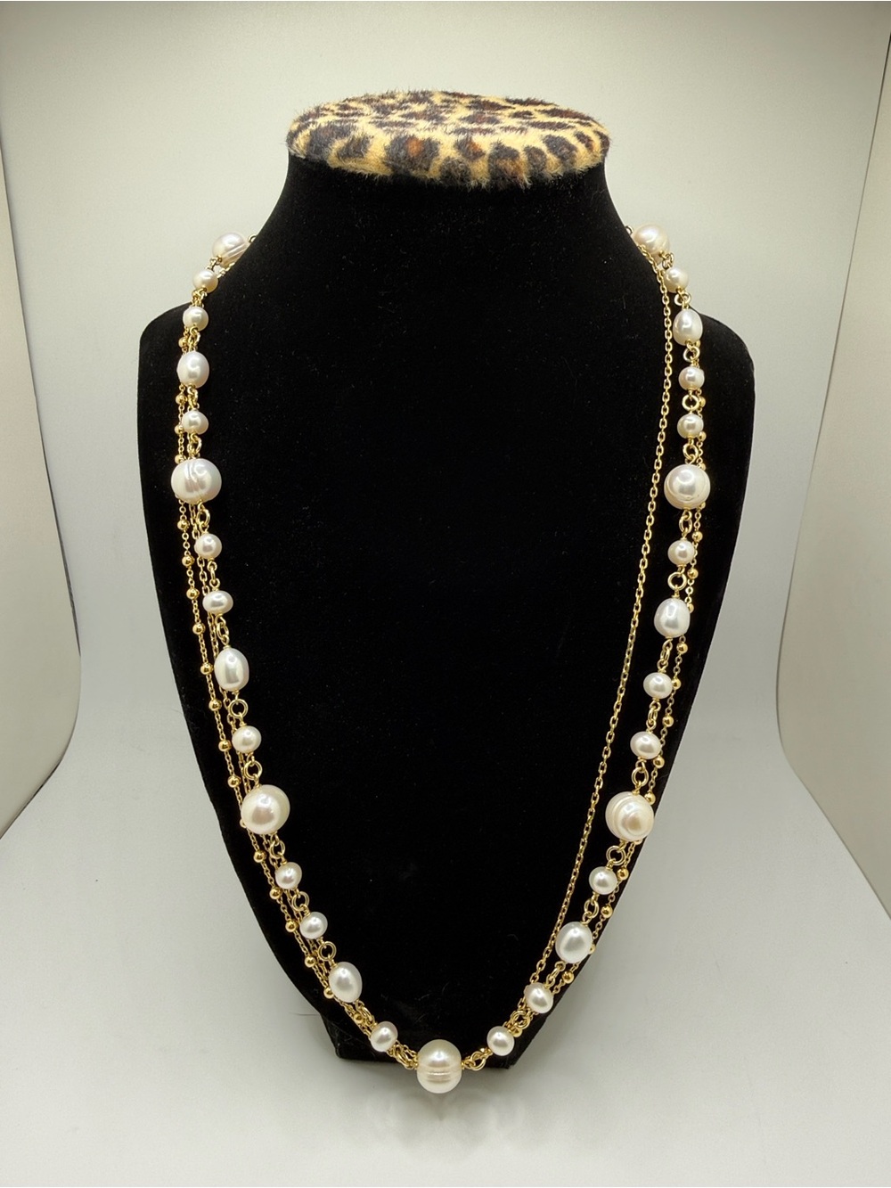 Honora Bronze Italy Genuine Pearl Chain Necklace Fancy Clasp, 24” Long